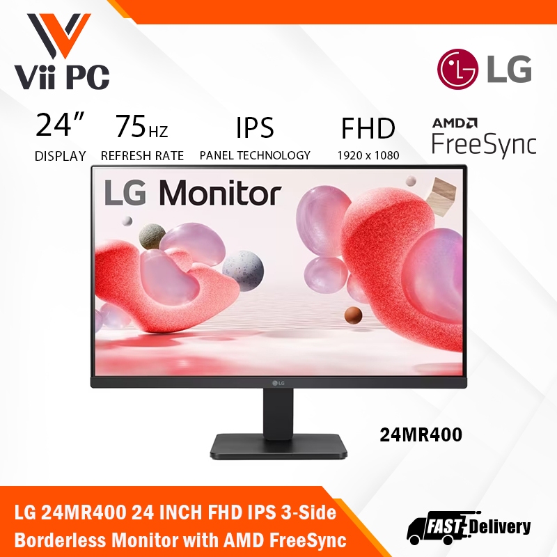 LG 24MR400-B/24MR400 24 Inch FHD IPS 3-Side Borderless Monitor with ...