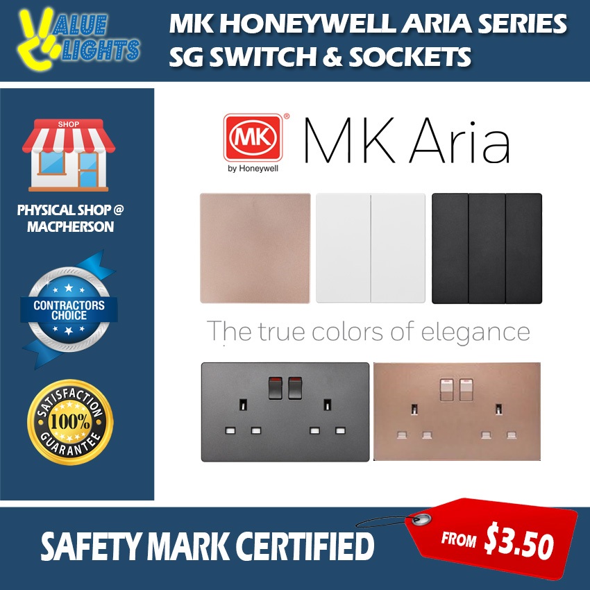 MK Honeywell Aria Switch Socket Singapore Safety Mark Approved White ...