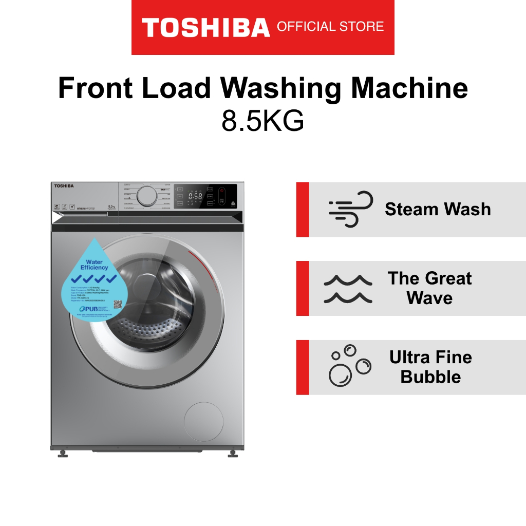 [Bulky] Toshiba TWBL95A4S T11 Dark Silver Front Load Washing Machine