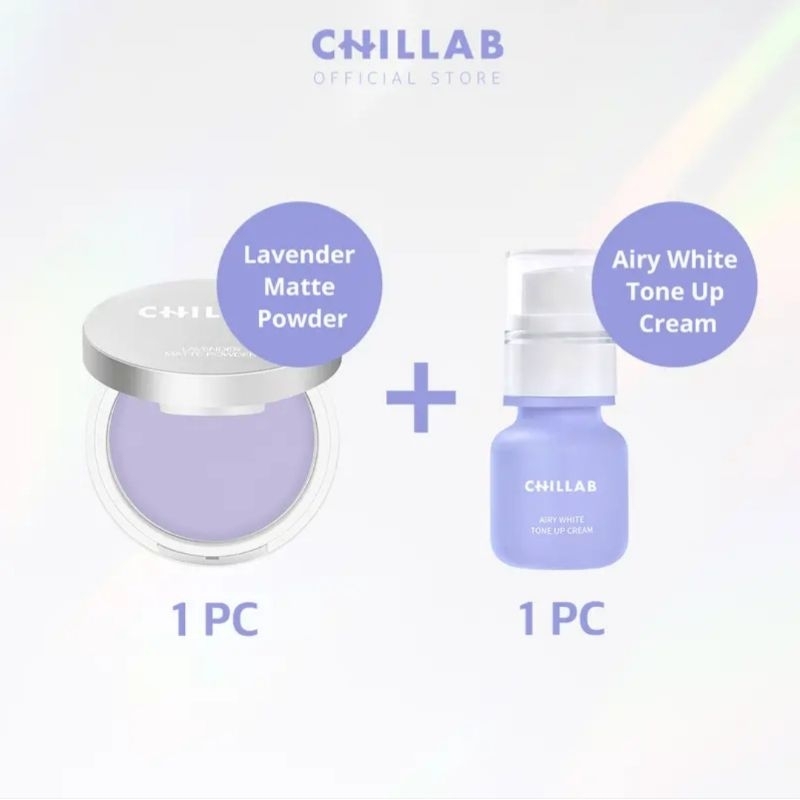 CHILLAB COMBO : Lavender Matte Powder & Airy White Tone-Up Cream  SPF40/PA+++ All In One
