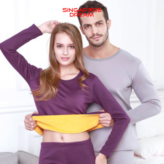 Men Seamless Elastic Thermal Underwear Inner Wear Winter Warm  Clothes(Purple L,Women) 