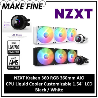 NZXT Kraken 240 RGB - 240mm AIO liquid cooler w/ 1.54in. Display, RGB  Controller and RGB Fans (White