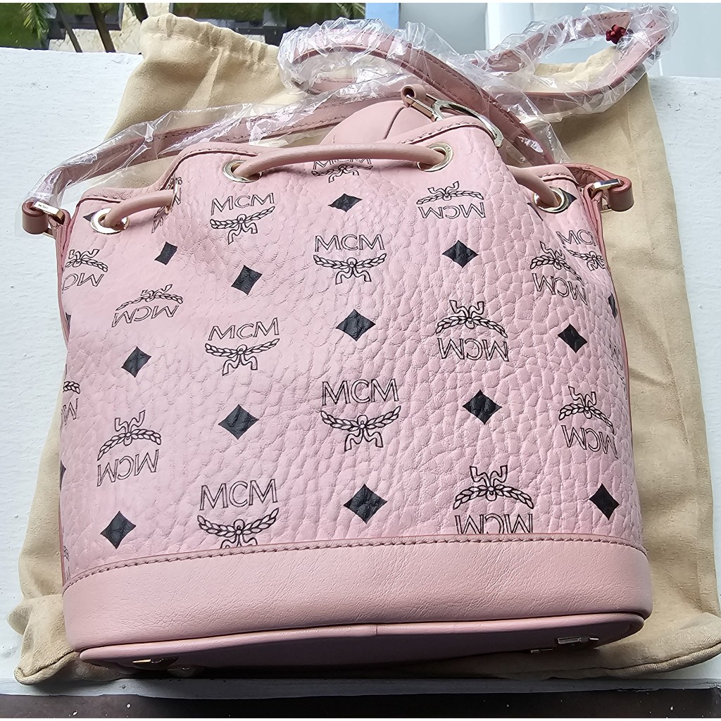 Mcm pink bucket bag sale