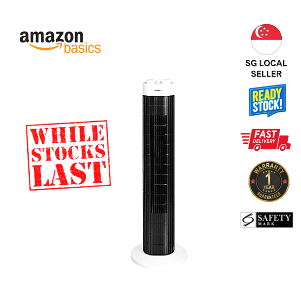 AmazonBasics High Quality 3 speed Oscillating Electric Tower Fan with