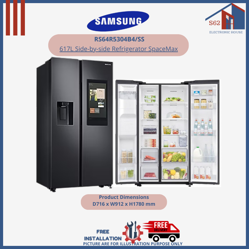 SAMSUNG RS64R5304B4/SS 617L SPACEMAX SIDEBYSIDE FRIDGE (2 TICKS) (NON