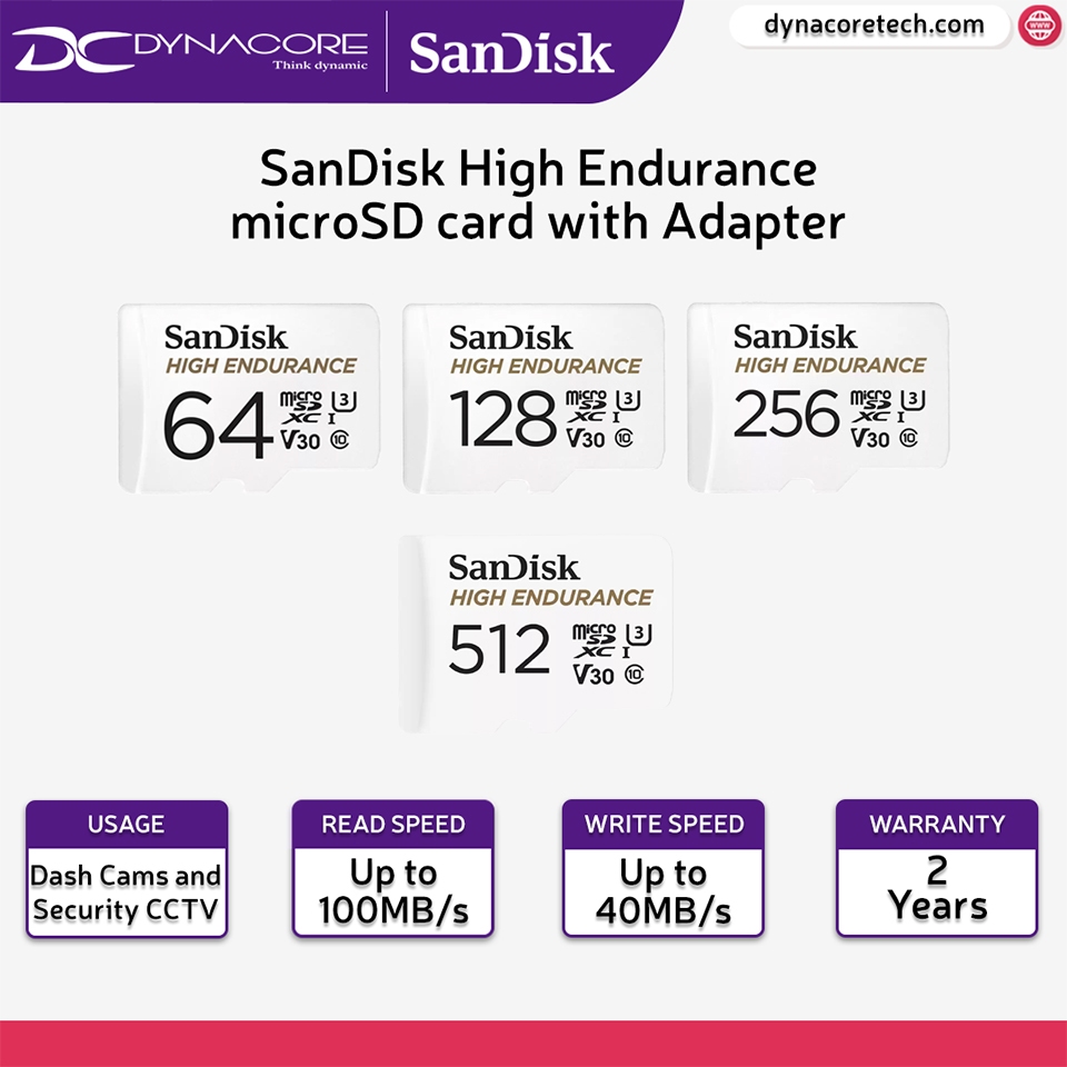 SanDisk High Endurance microSD card with Adapter for dash cams and