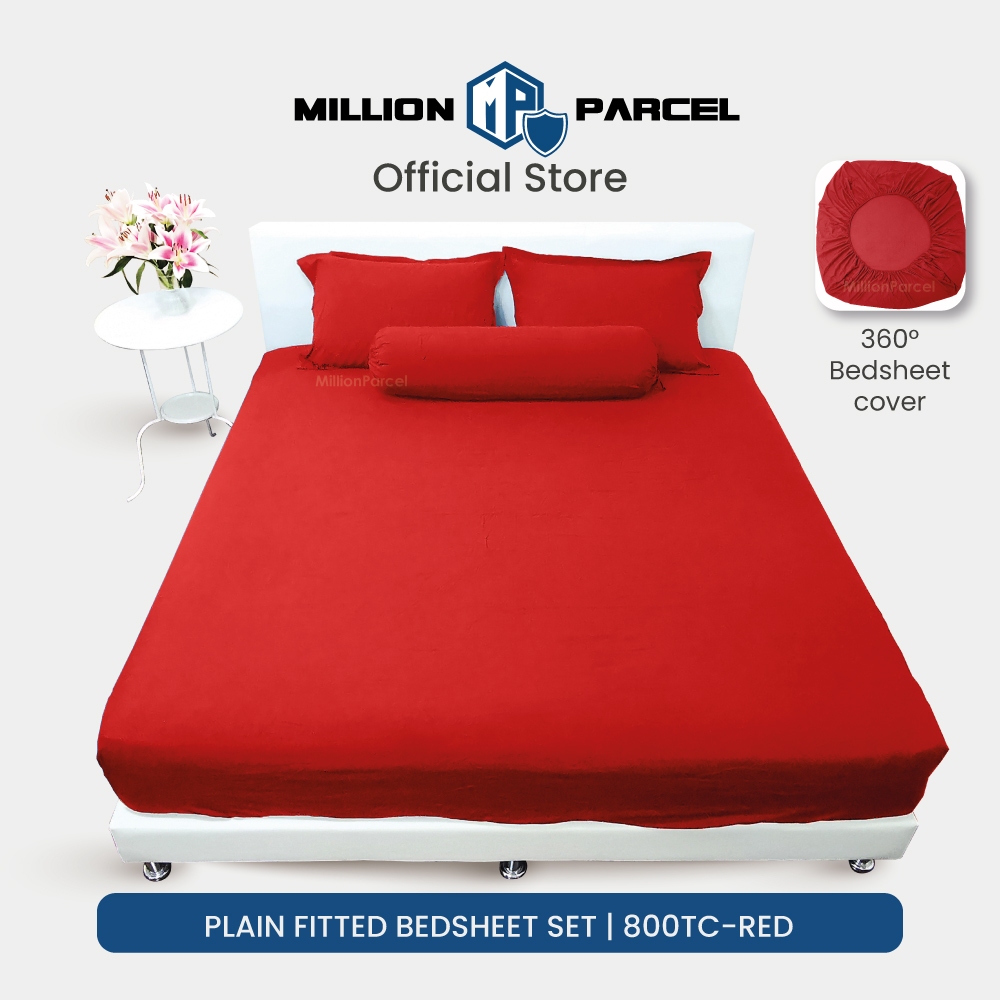 Plain Fitted Bedsheet Set Microfiber 800TC Pillow case Bolster
