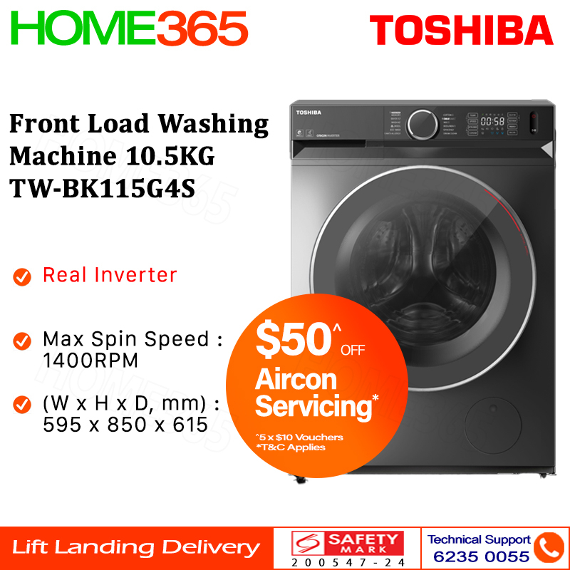 Toshiba Front Load Washing Machine 10.5KG TW-BK115G4S | Shopee Singapore