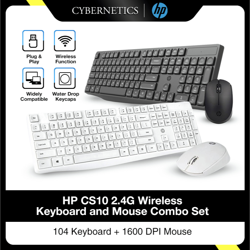 HP CS10 2.4G Keyboard Wireless Keyboard and Mouse Combo Set With 104 ...