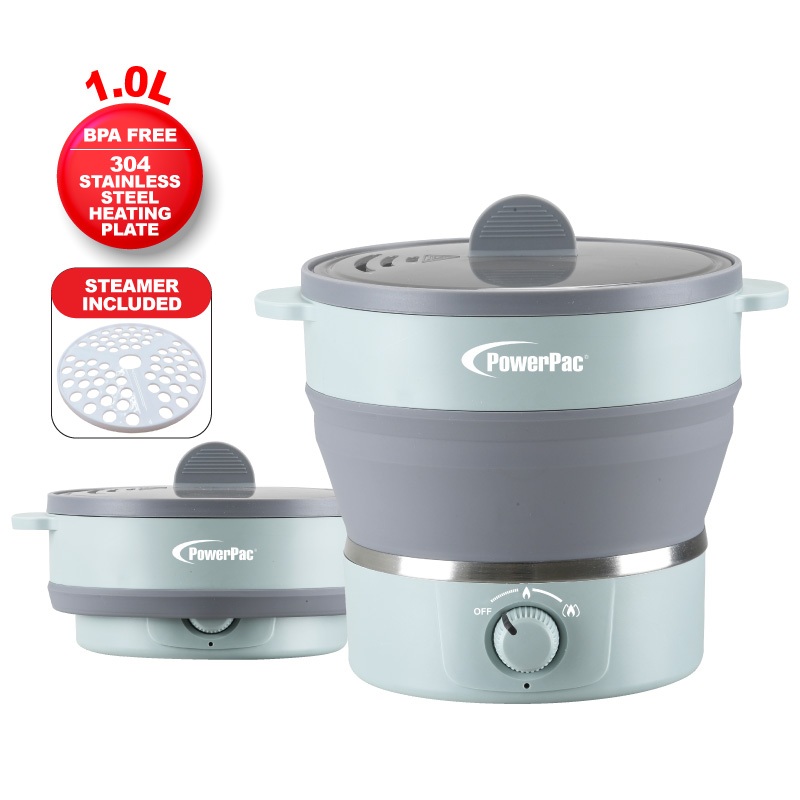 PowerPac Travel Jug, Travel Pot, Foldable Pot with Steamer Foldable Electric Jug, Portable Jug