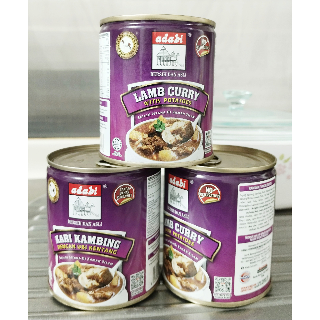 Bundle of 3 Cans Adabi Lamb Curry with Potatoes ( Kari Kambing