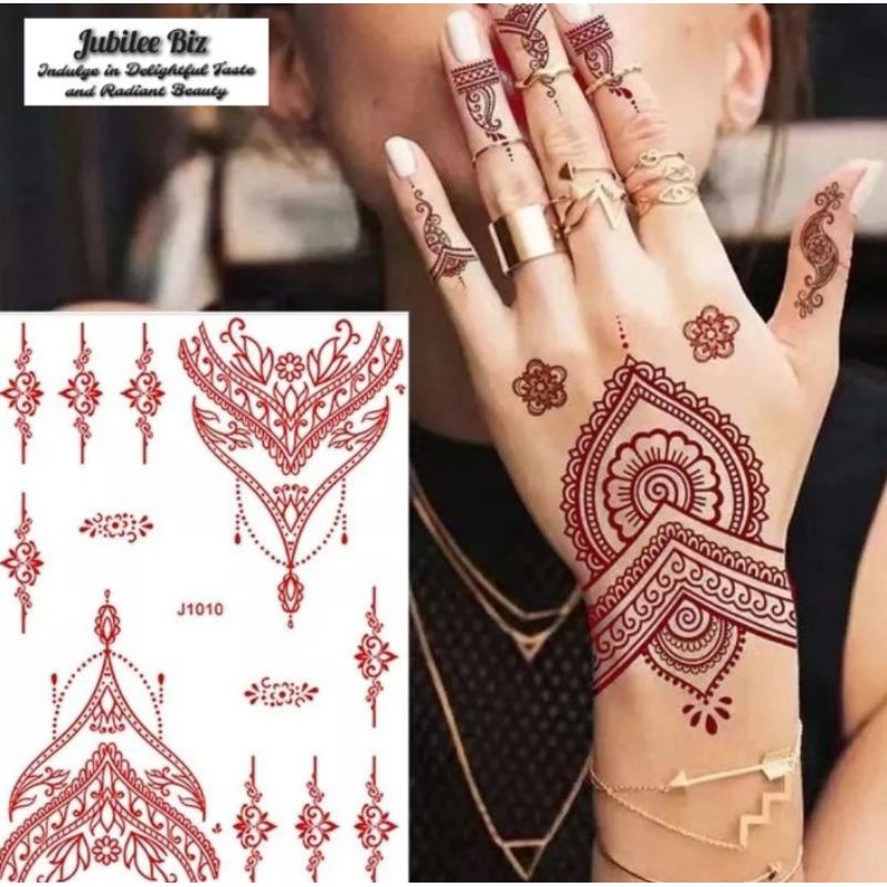 Henna Sticker Hand Fingers Instant Temporary Tattoo Waterproof Easy to ...
