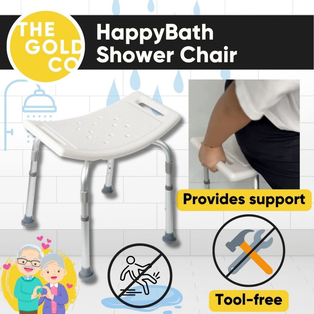 HappyBath Tool-Free Shower Chair Stool for Elderly Bathroom Safety ...