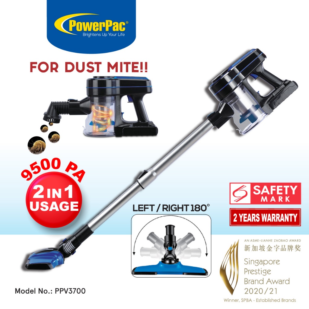 PowerPac Cordless Portable Stick Vacuum Cleaner, Dust Mite Vacuum