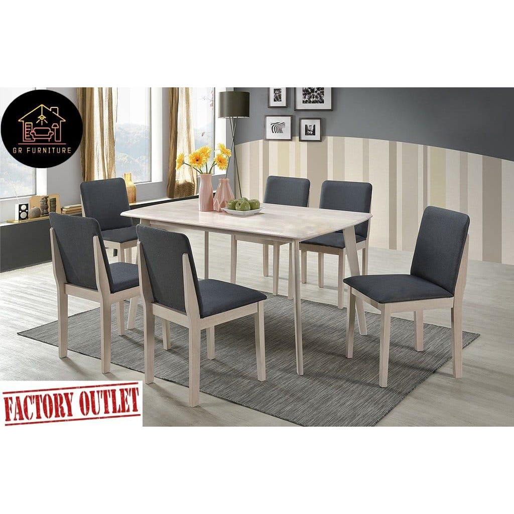 GR Furniture 6 Seater Minimalist Household Rectangle Dining Table Set ...