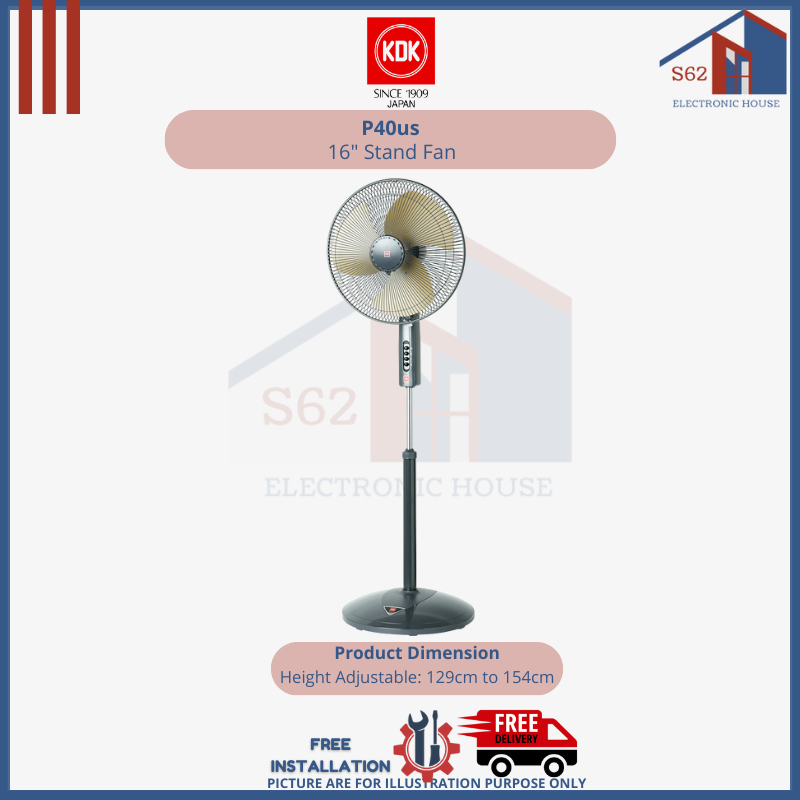 KDK P40US Pedestal Fan with 3Speed and Adjustable Height Shopee