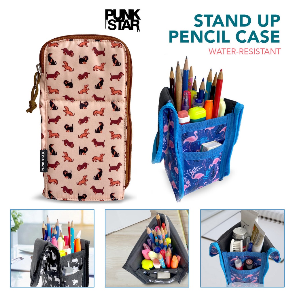 PUNKSTAR Stand Up Pencil Case Large Capacity Pen Bag Pencil Holder