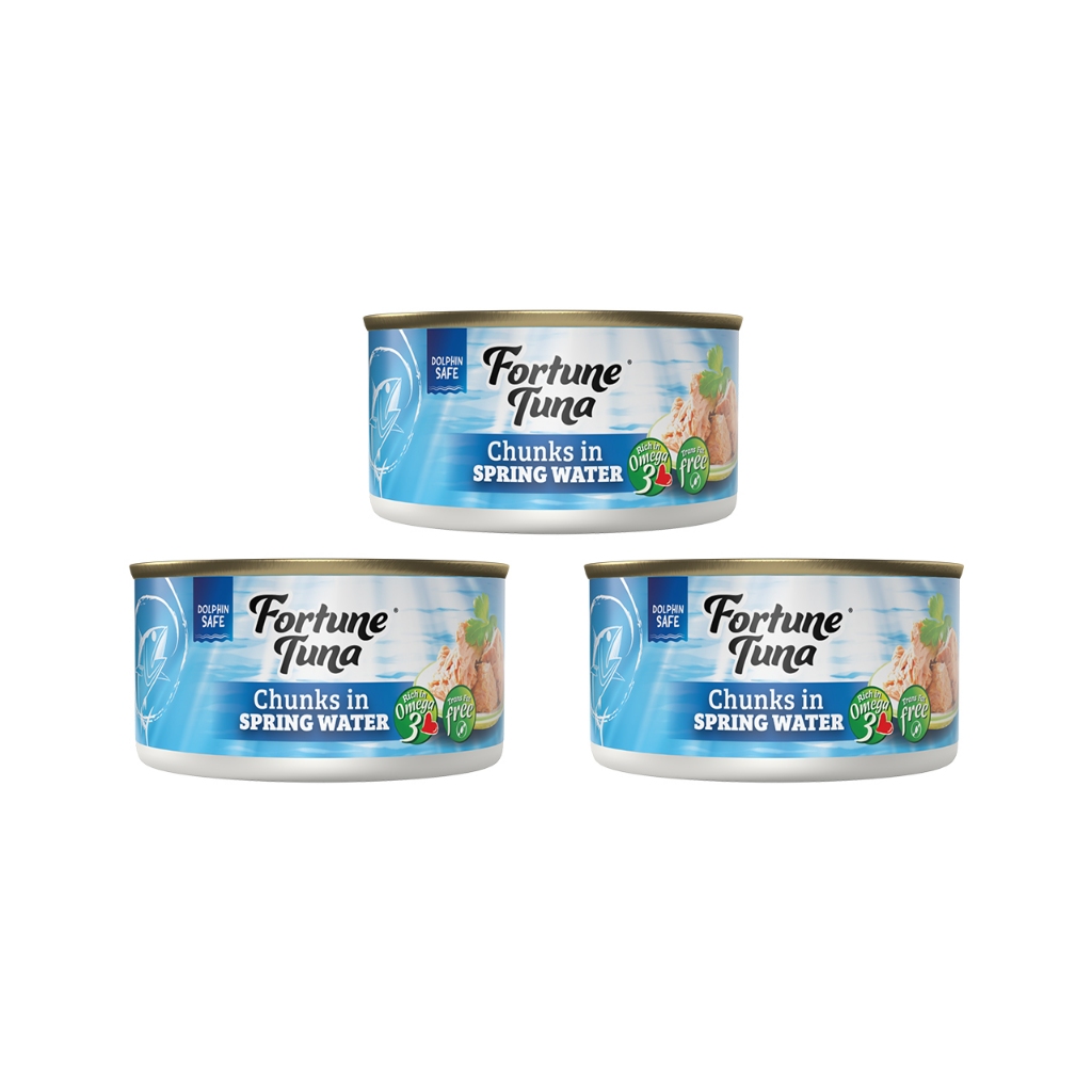 Bundle of 3] Fortune Tuna Chunks in Spring Water, 185g (Halal)