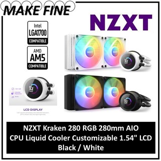 NZXT Kraken 240 RGB - 240mm AIO liquid cooler w/ 1.54in. Display, RGB  Controller and RGB Fans (White