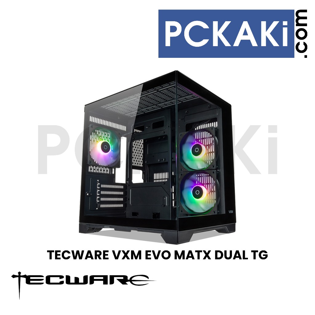 [matx] Tecware Vxm Evo Argb Dual Tg   Chamber Matx Desktop Case With 3x 