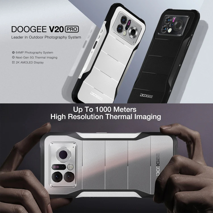HGJTF Cover per Doogee V20 PRO (6.43) con 2 Pezzi Vetro Temperato