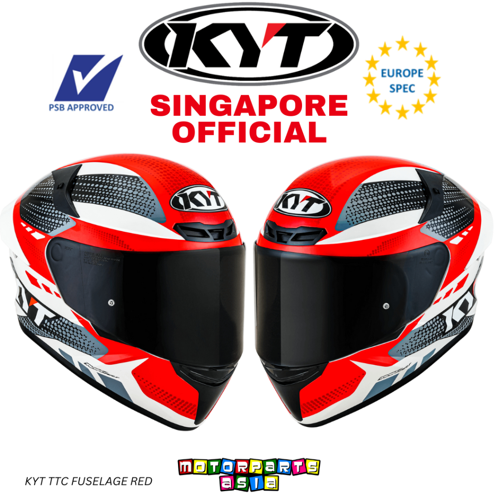 KYT TT Course Gear Black Red Full Face Helmet | PSB Approved