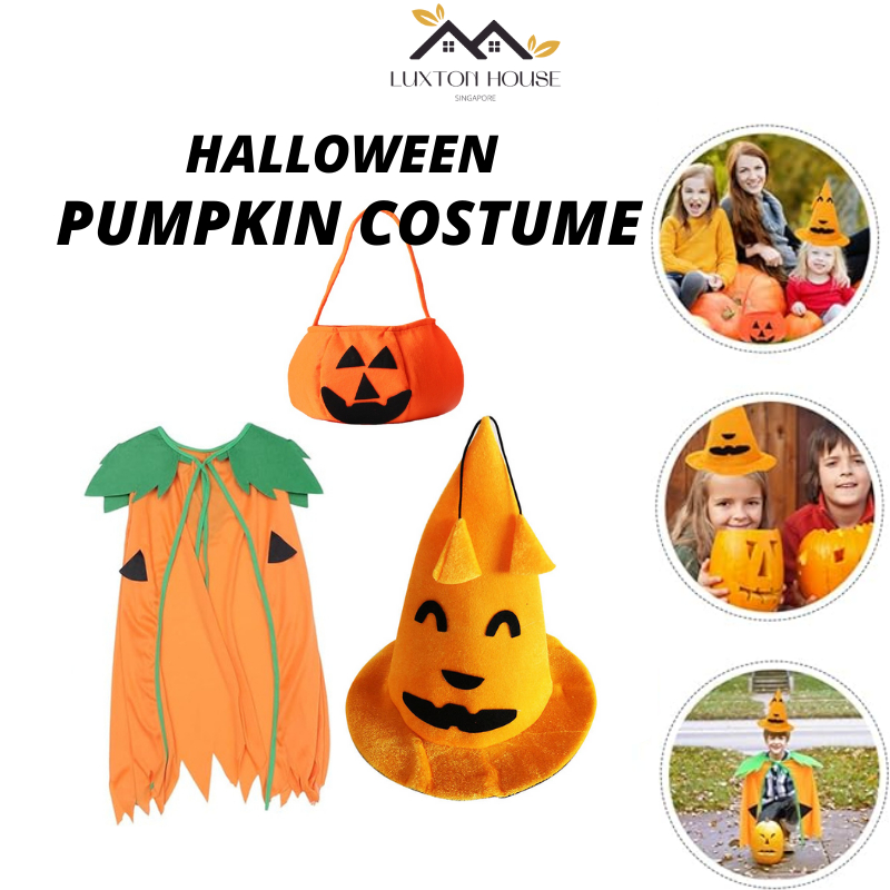 {SG} Halloween Pumpkin Cap Halloween Cloak Halloween Costumes Kid