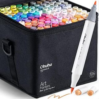 Ohuhu Markers for Adult Coloring Books: 64 Colors Art Markers Dual Brush  Chisel Tips Drawing Pens Water-Based Coloring Markers for Kids Adults  Calligraphy Sketching Bullet Journal with Storage Case