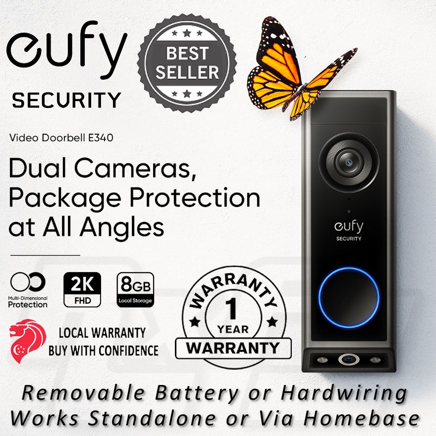 Eufy Video Doorbell E340, Dual Cameras Battery Wifi Wireless, 2K Color ...