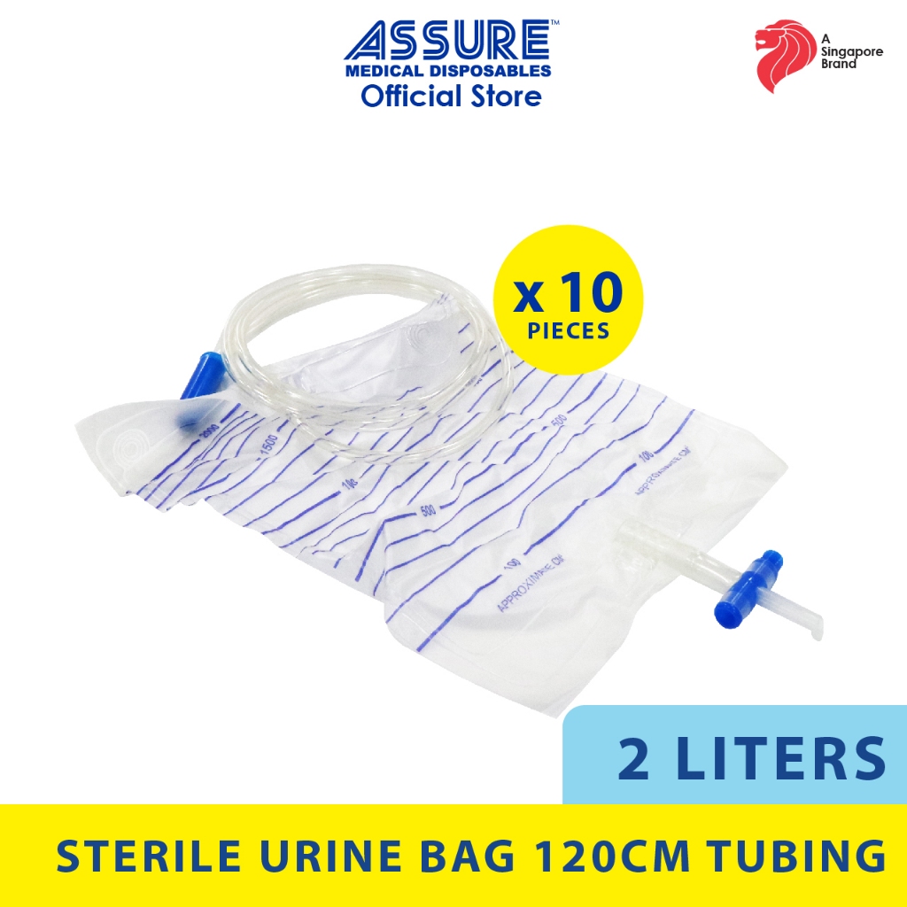 [Bundle of 10] ASSURE Urine Bag Sterile 2L TOutlet With 120cm Tubing