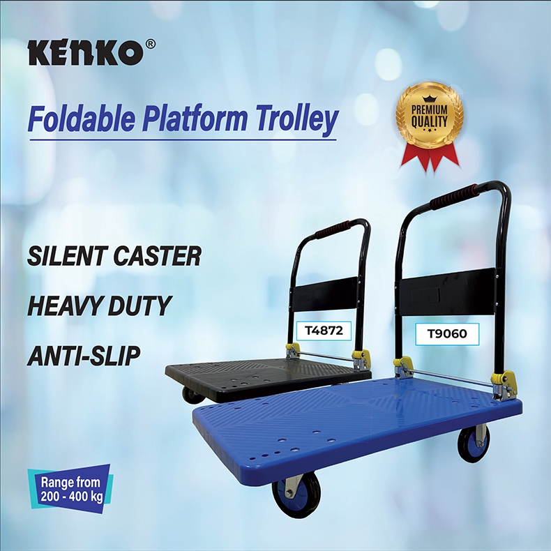 Kenko Foldable Trolley 150kg/250kg/400kg, Anti-Slip, Silent Wheels, 360  Deg Wheels, Heavy Duty, Trolley Cart