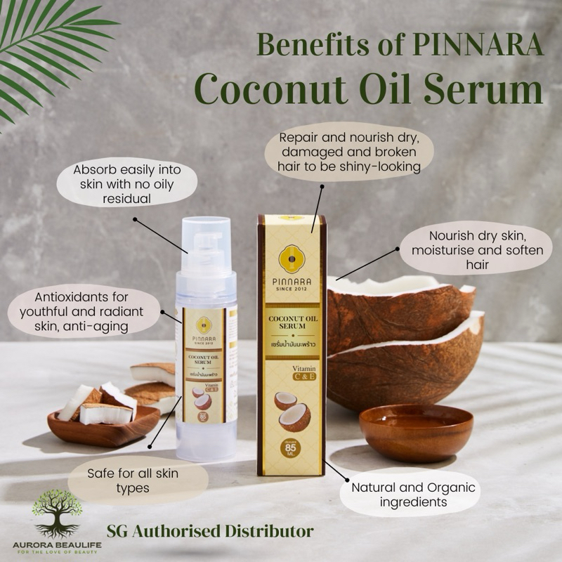 SG Stock]Pinnara Coconut Oil Serum, shampoo, golden soap, cold