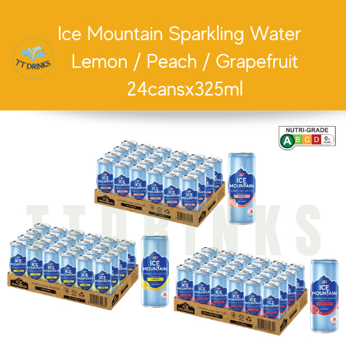 Ice Mountain Sparkling Water Peach / Lemon / Grapefruit 325ml x 24cans