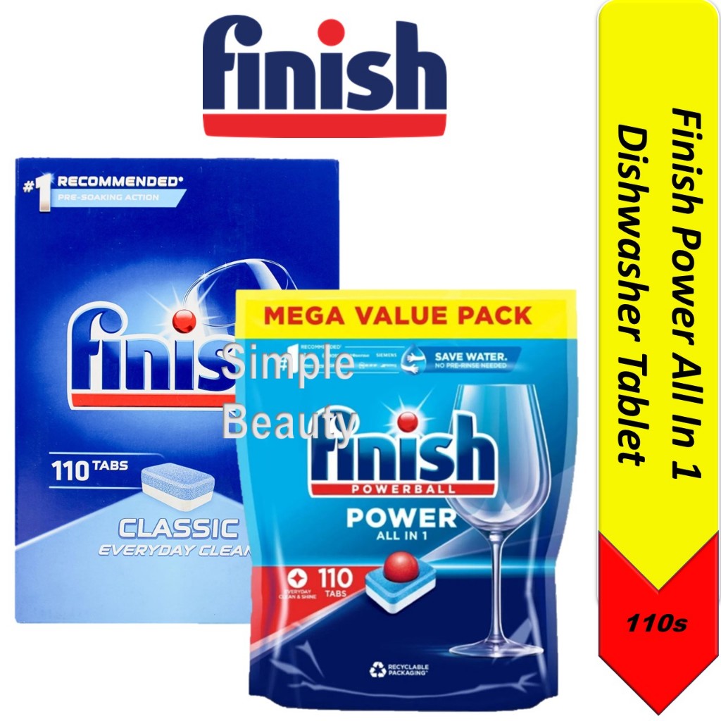 Finish Dishwasher Tablets PowerBall All In One Classic Dishwashing Detergent, 110 Tabs Shopee