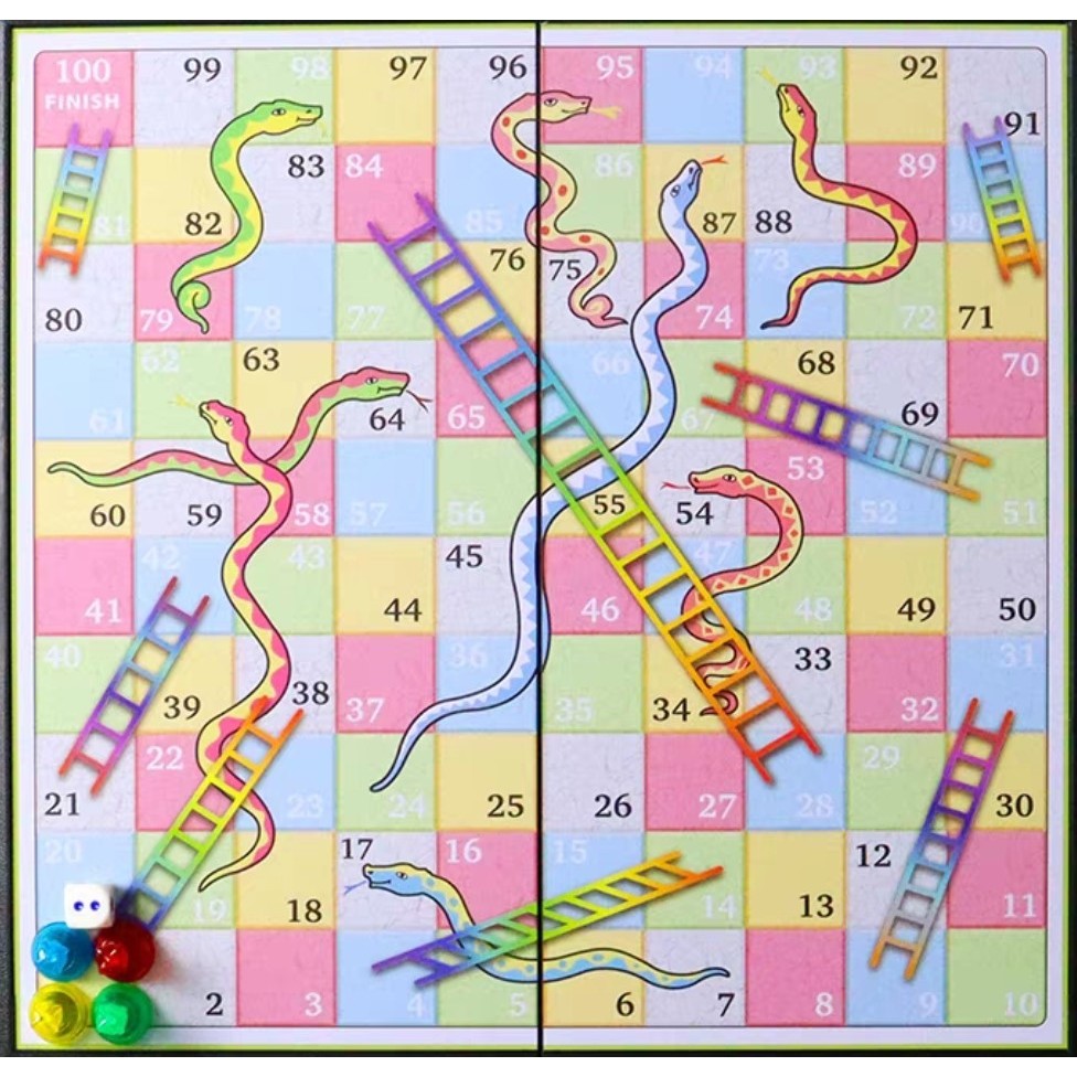 (SG Stock New Design) Large Magnetic Snakes & Ladders Board Game with ...