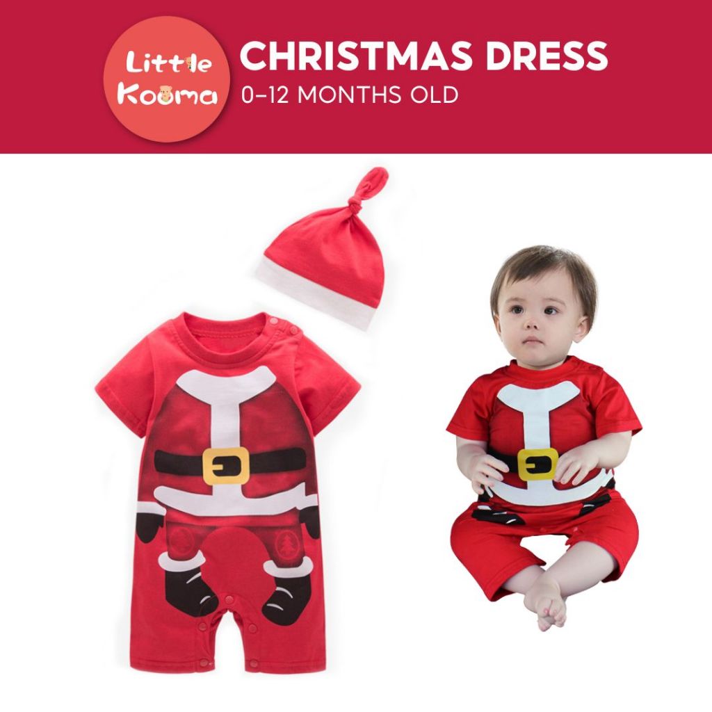 Baby Boy Christmas Outfit Santa Claus Romper Two Piece Set Shopee