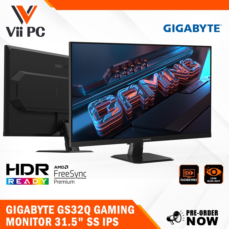 GIGABYTE GS32Q 31.5 165Hz/170Hz (OC) 1440P Gaming Monitor, 2560x1440 SS IPS  Display, 1ms (MPRT) Response Time, HDR Ready, 1x Display Port 1.4, 2x HDMI  2.0 