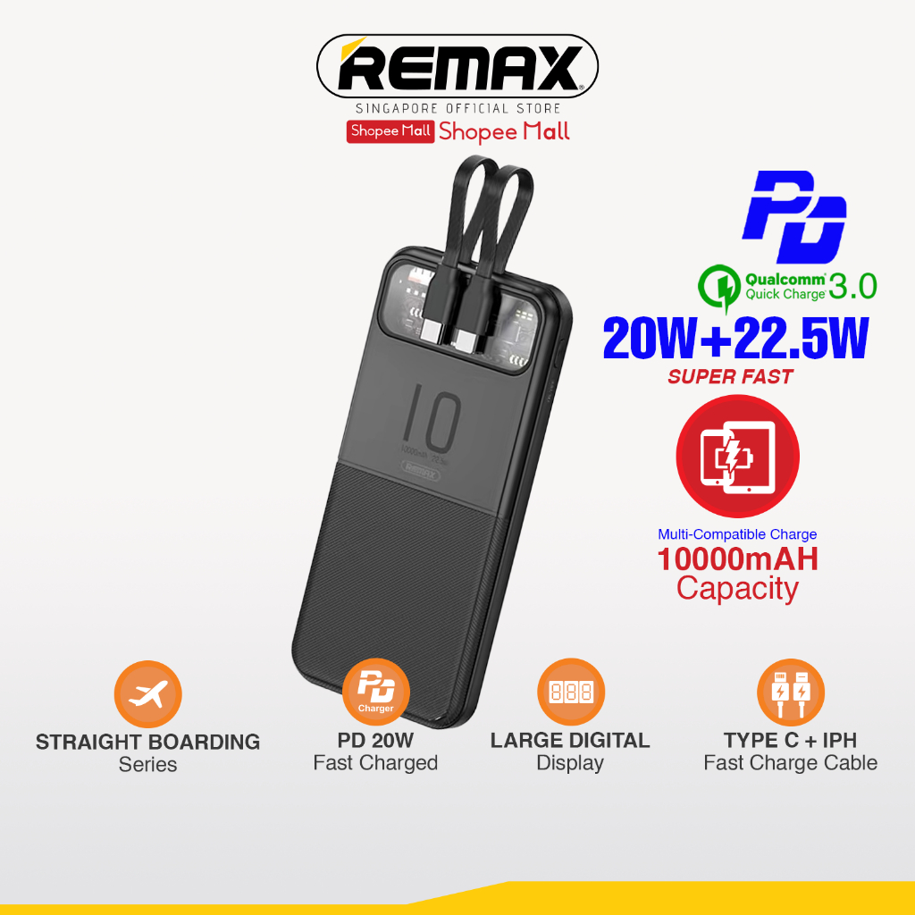 [Remax Energy] RPP-619 10000mAh Stervui Series 20W+22.5W PD+QC Fast ...
