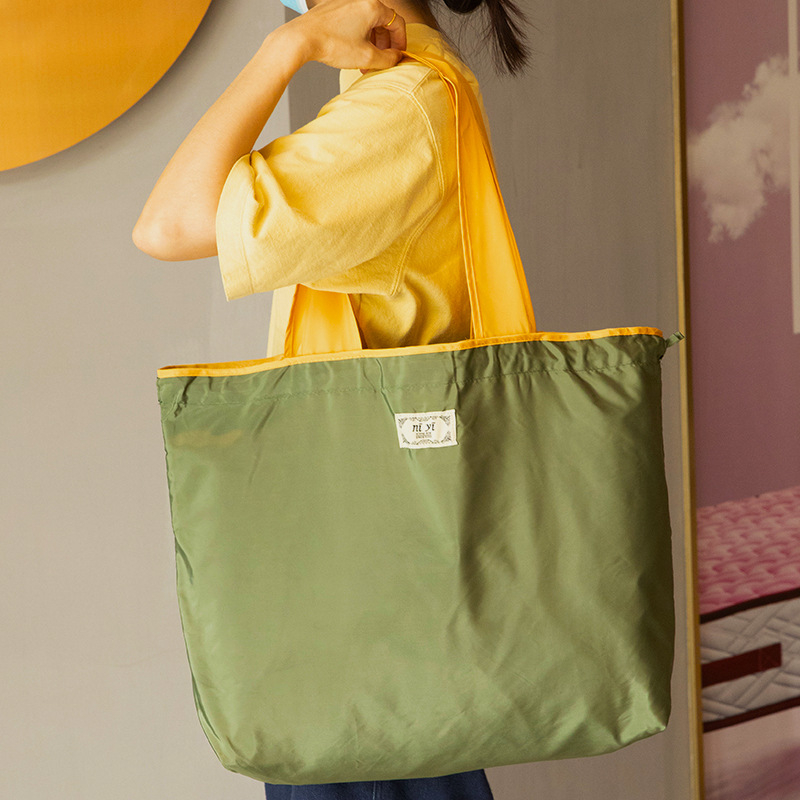 Large capacity zipper shopping/ bagHand woven bagFoldable creative