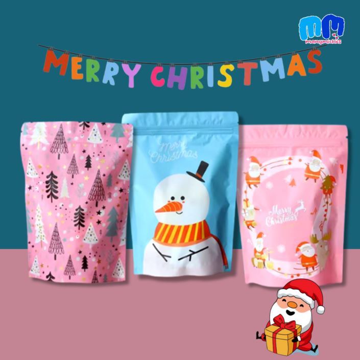 Xmas Ziplock Bag Gift Candy Loot Goodie / Cute Resealable Zip Lock for