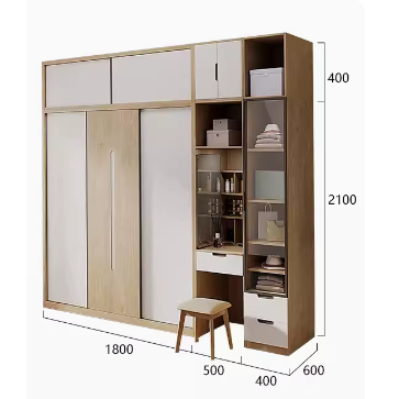 [Pre Order] Wardrobe Sliding Door Wooden Style Home Bedroom | Shopee ...