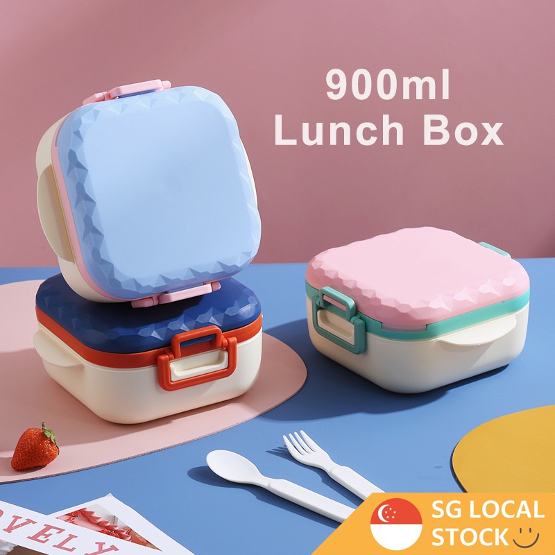 Plastic Student Portable Lunch Box with Cutlery with Sauce Box