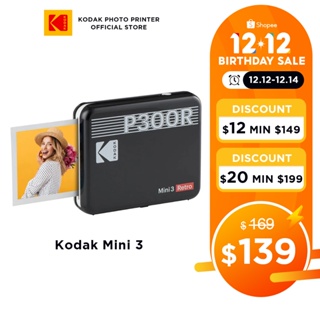 KODAK Mini 3 Retro 4PASS Portable Photo Printer (3x3 inches) + 8 Sheets,  Black