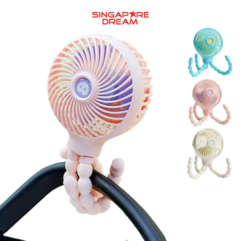 Portable Mini USB Fan Handheld Stroller Fan, Octopus Fan Flexible ...