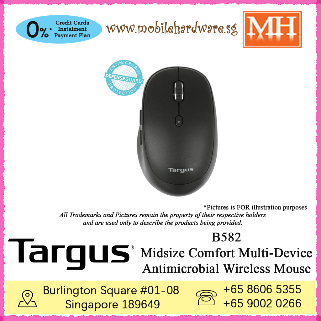 Midsize Comfort Multi-Device Antimicrobial Wireless Mouse