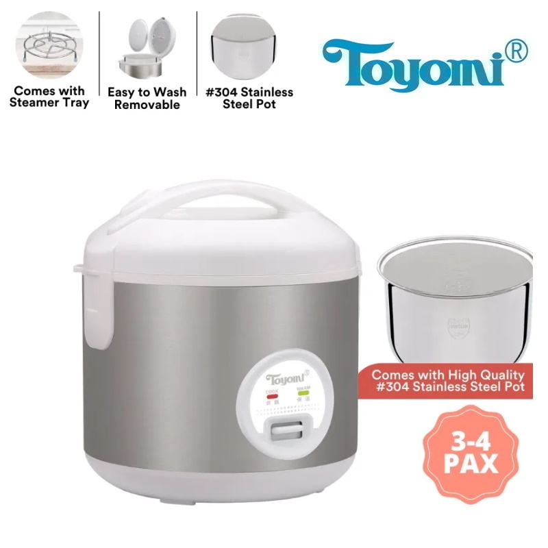 Toyomi 0.8L Electric Rice Cooker Warmer with Stainless Steel Inner Pot RC 801SS Shopee Singapore