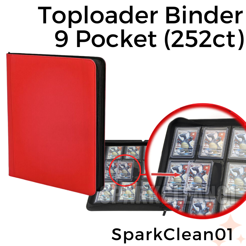 Toploader Binder Album For Trading Cards – Fits Pokemon, Magic, Yu-Gi-Oh!, One Piece – 9-Pocket Pages, Black