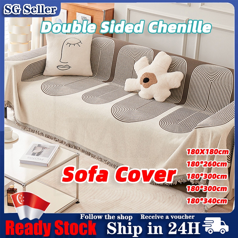 【sg stocks】Double sided Chenille Waterproof Sofa Cover Oil Resistant