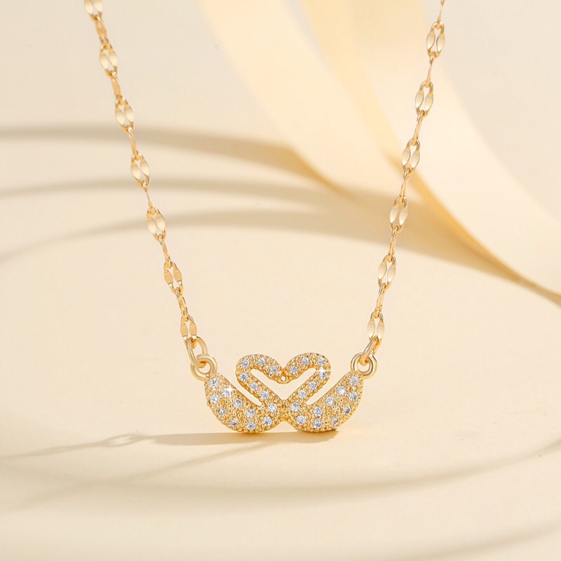 Gold necklace with swarovski on sale crystals