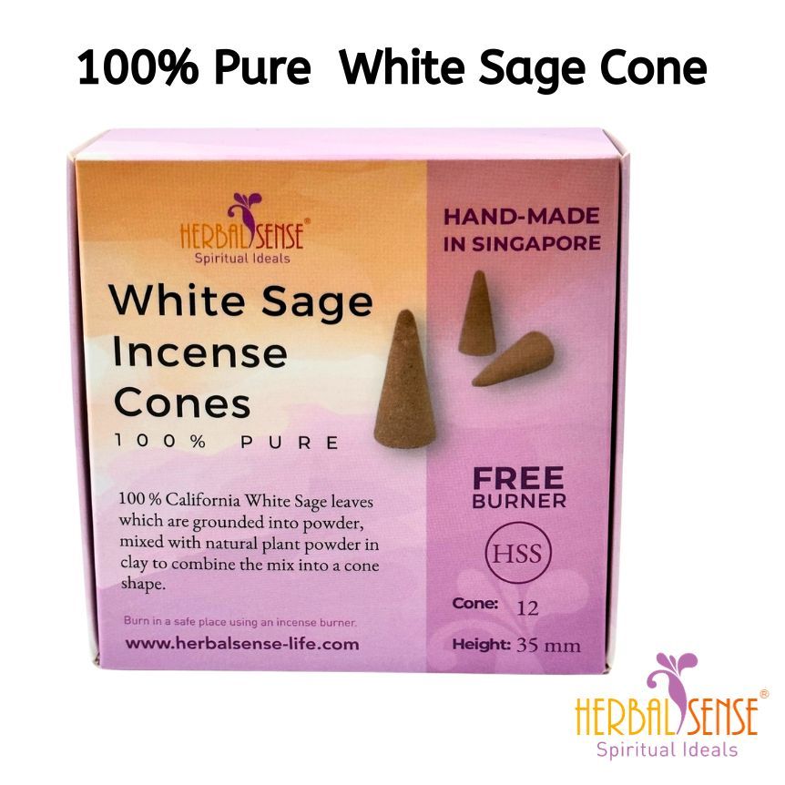 HSS White Sage Incense Cones 100 Leaves No Artificial Fragrance